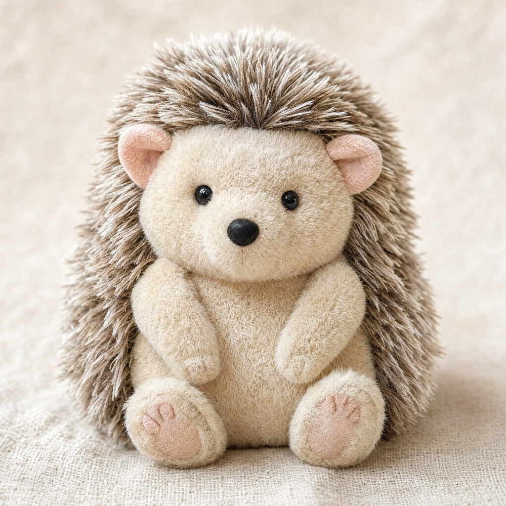Gros plan sur les piquants tout doux de la peluche hérisson