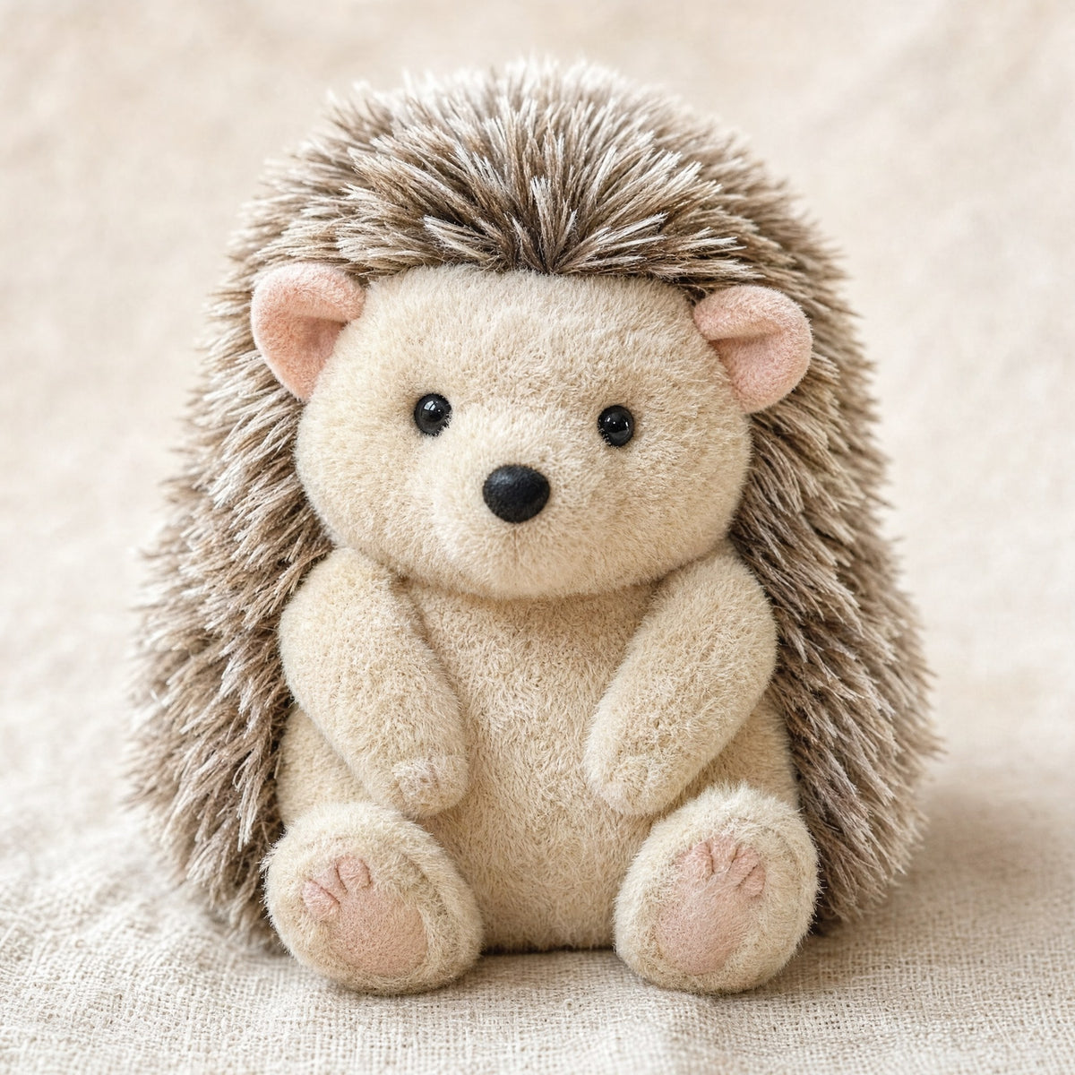 Gros plan sur les piquants tout doux de la peluche hérisson