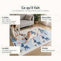 Tapis de jeu biche et Good morning : deux tailles, réversible, lavable et pliable