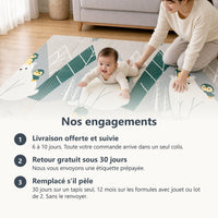 Engagements ECLOA : livraison offerte et suivie, retour gratuit sous 30 jours, tapis remplacé s'il pèle