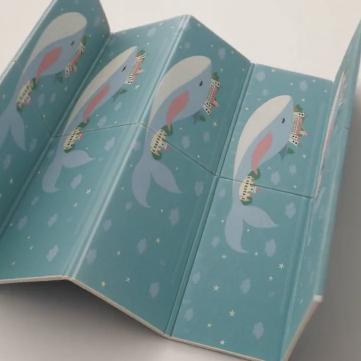 Tapis de jeu bébé réversible baleine : il se déplie, lettres en relief, purée essuyée d'un coup d'éponge